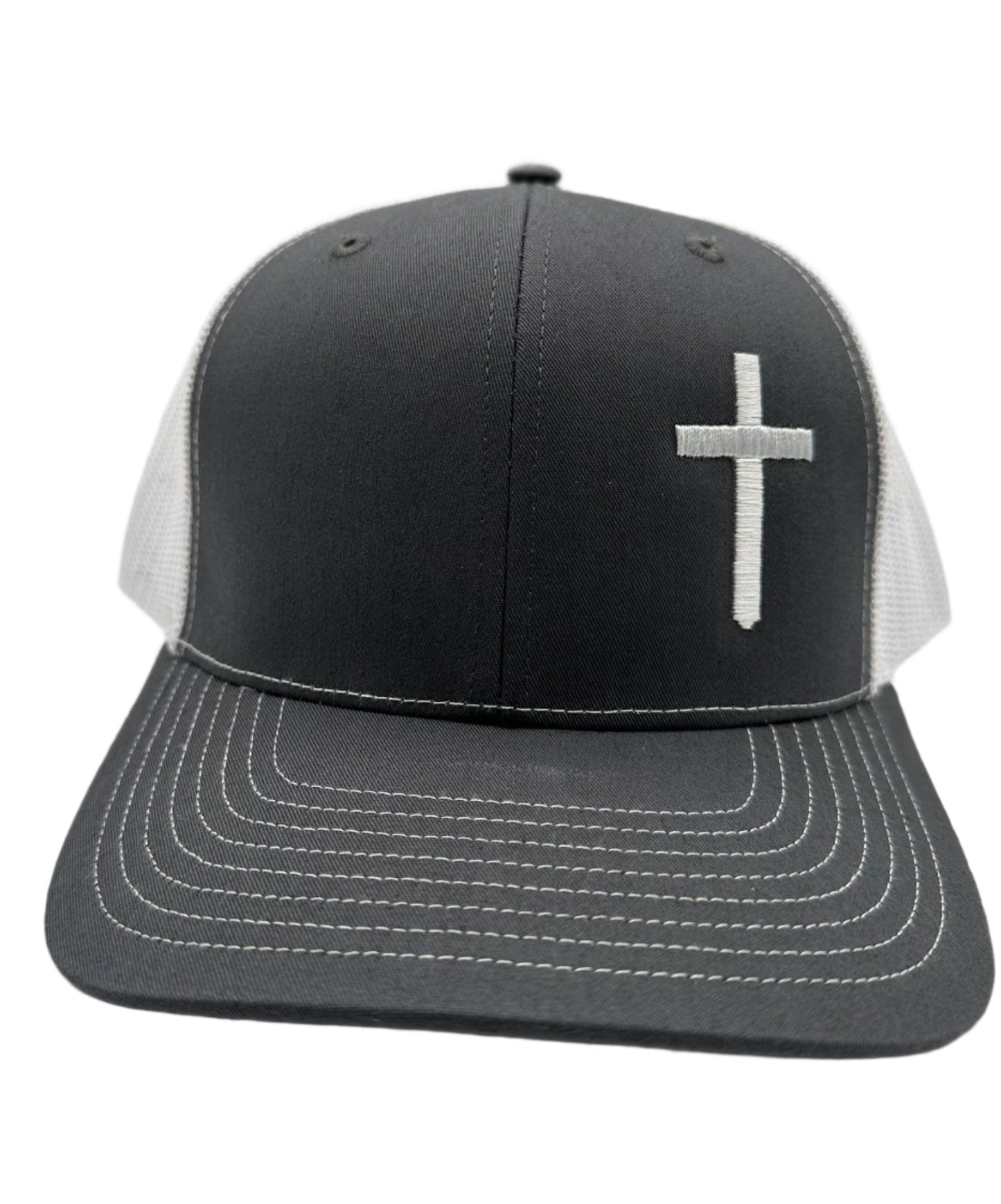 Cross Hat - Charcoal Gray/White
