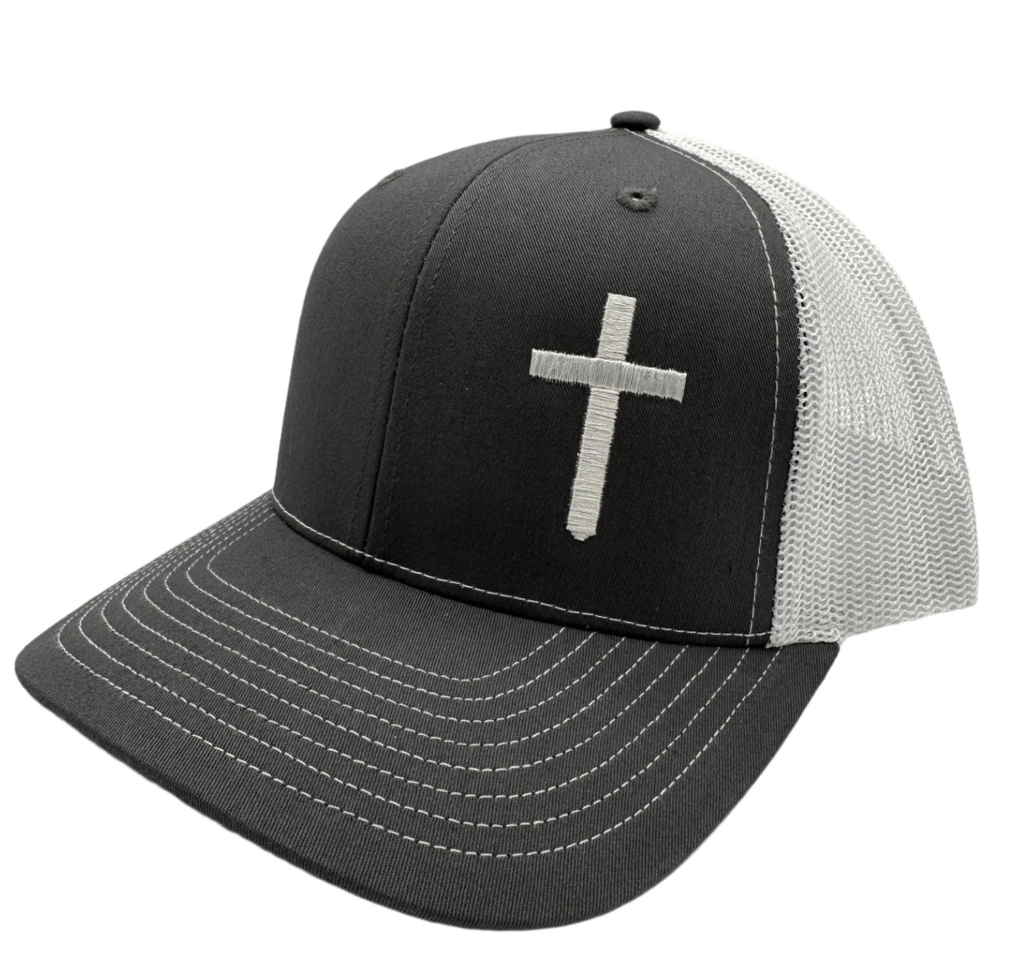 Cross Hat - Charcoal Gray/White