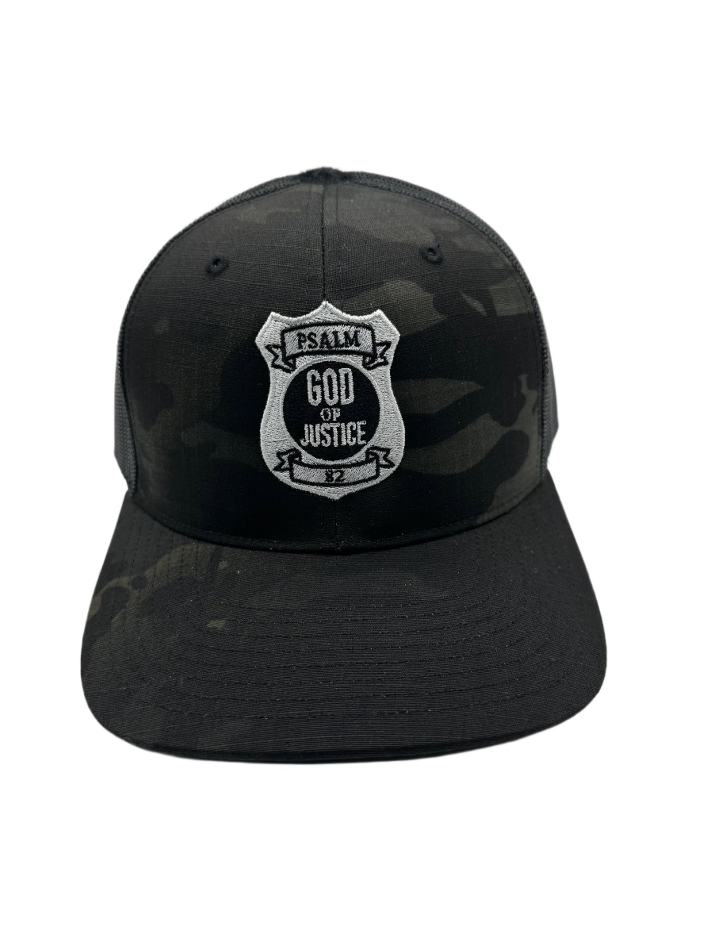 Psalm 82 God of Justice Multicamo/Black Trucker Hat