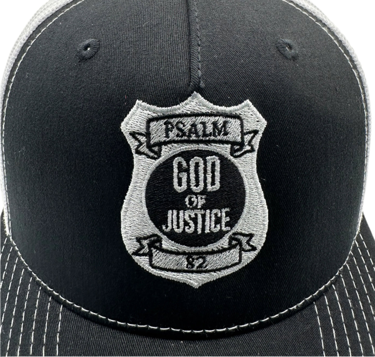 Psalm 82 God of Justice Black/White Trucker Hat