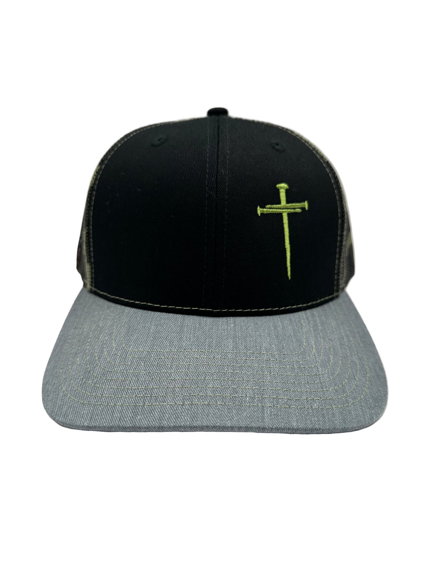 3 Nails Cross - Black/Green/Camo/Heather Gray Trucker Hat