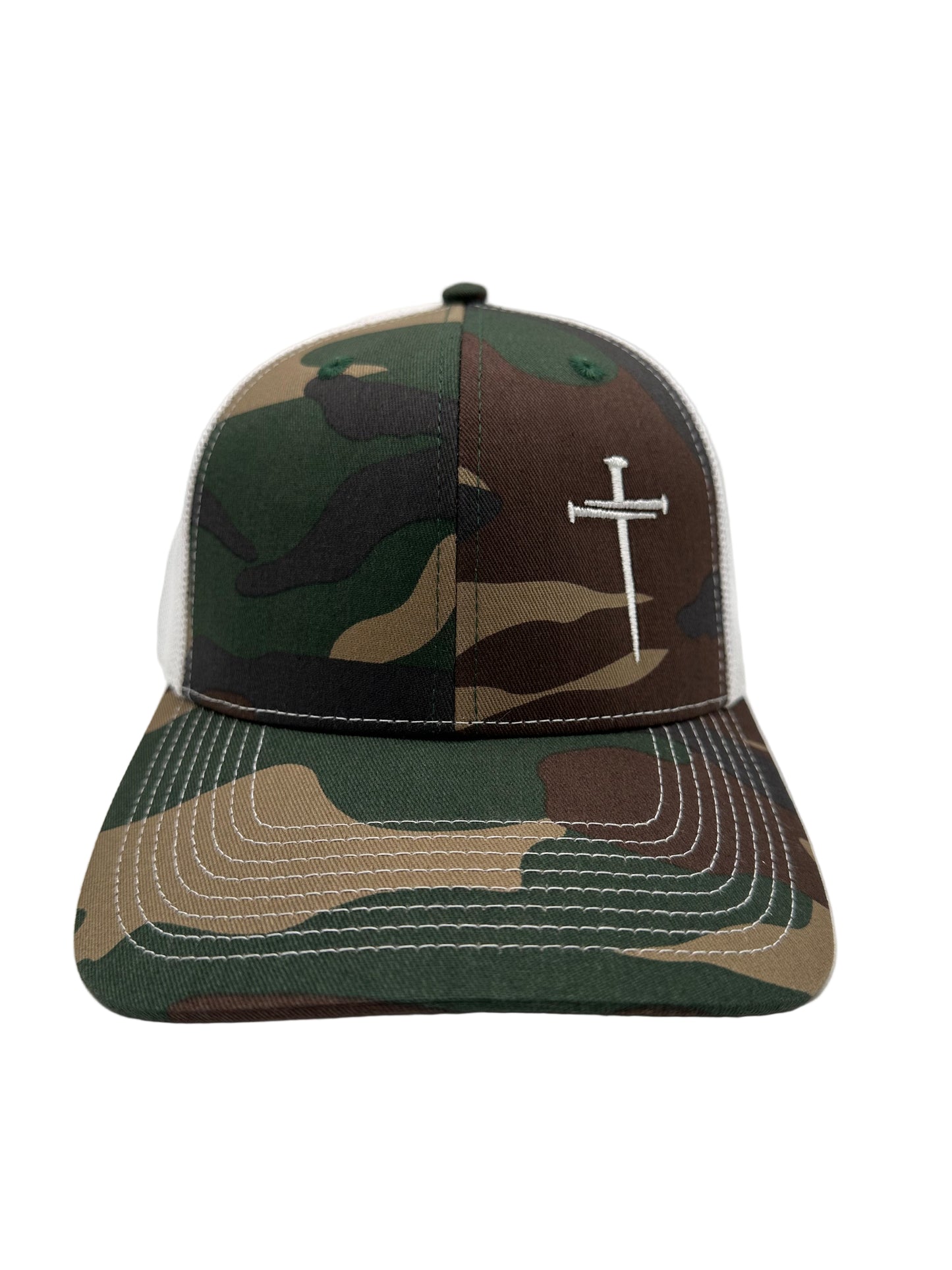 3 Nails Cross - Camo/White Trucker Hat