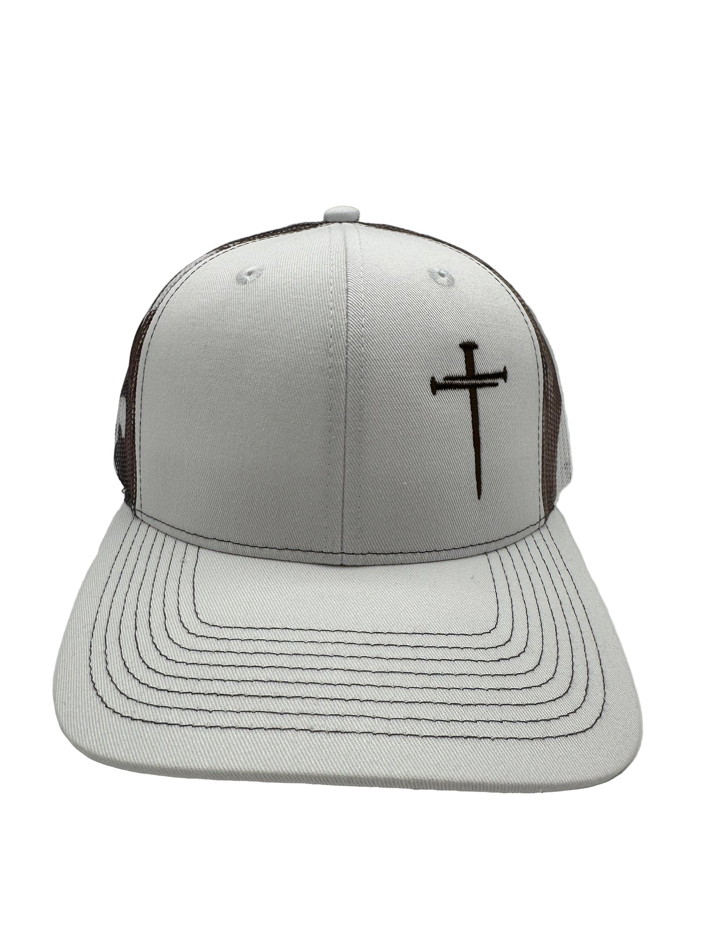 3 Nails Cross - White/Brown/Camo Trucker Hat