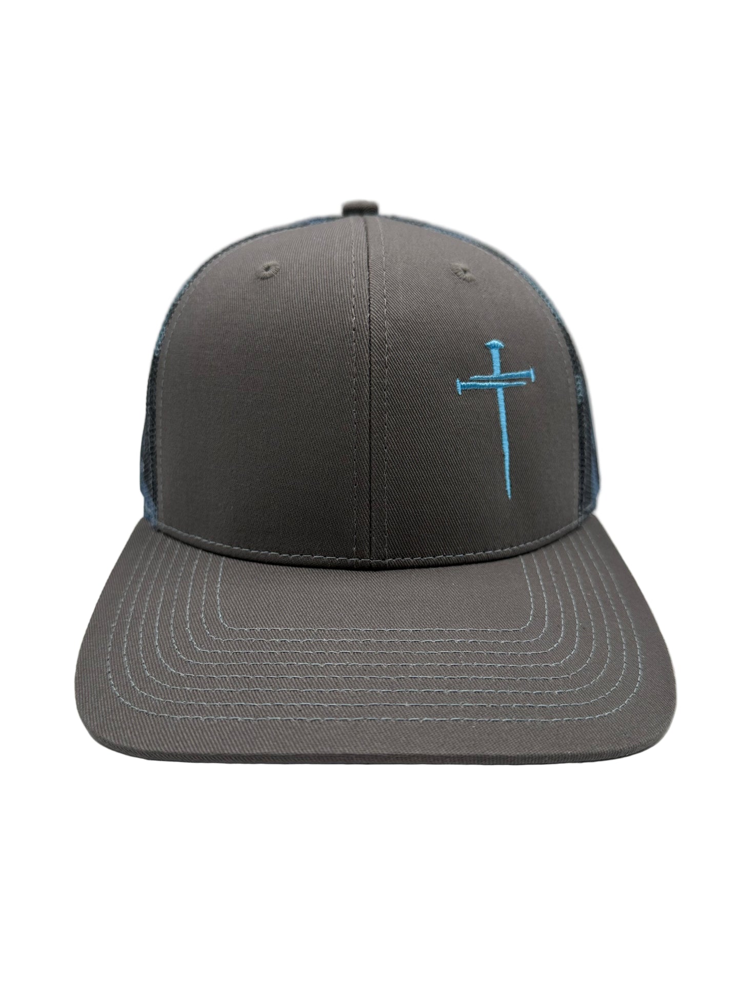3 Nails Cross - Charcoal/Blue/Camo Trucker Hat