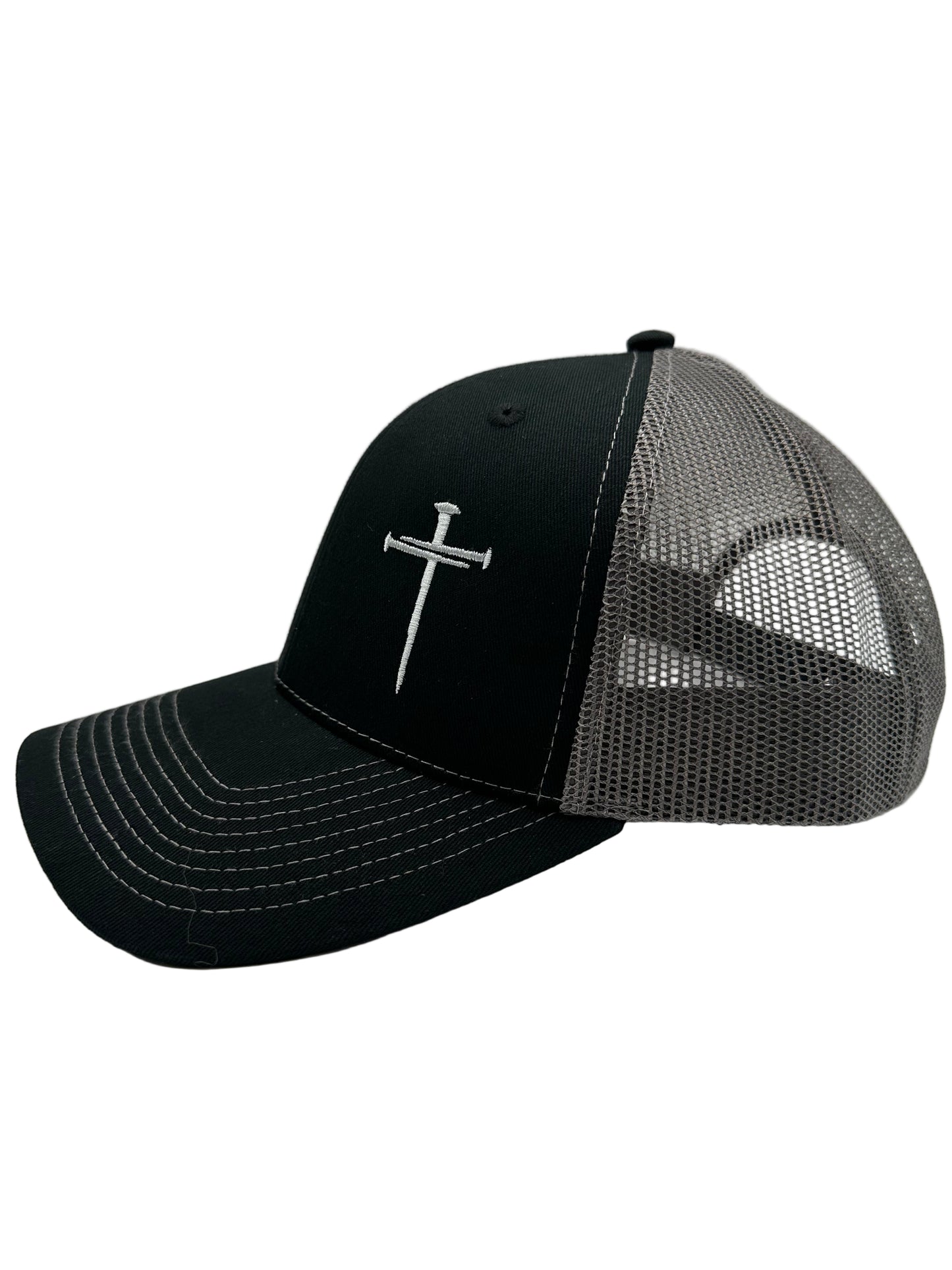3 Nails Cross - Black/Gray Trucker Hat