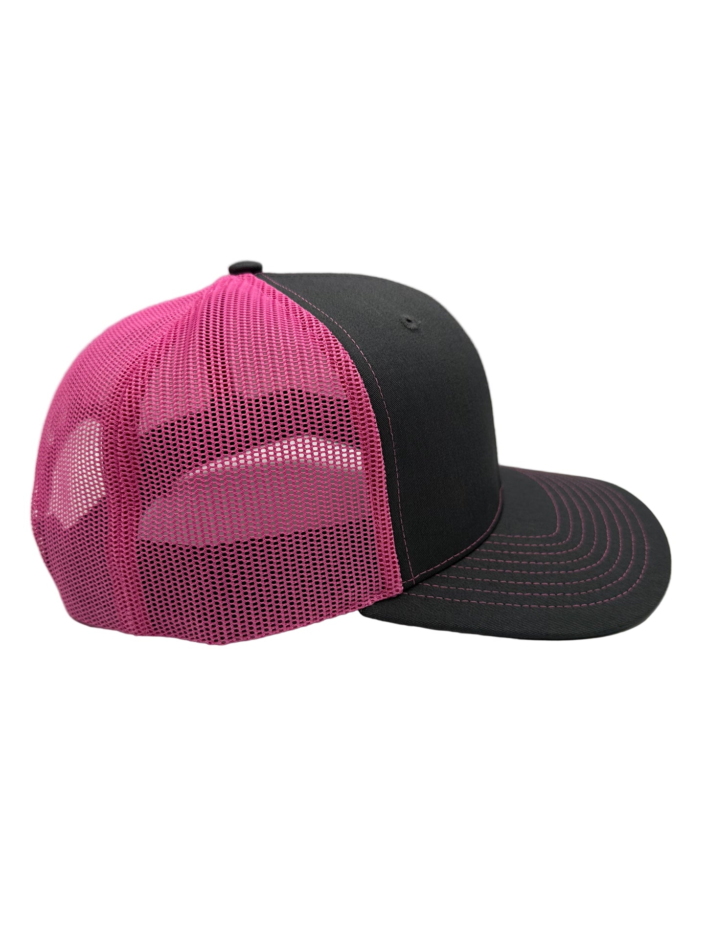 3 Nails Cross - Charcoal/Neon Pink Trucker Hat