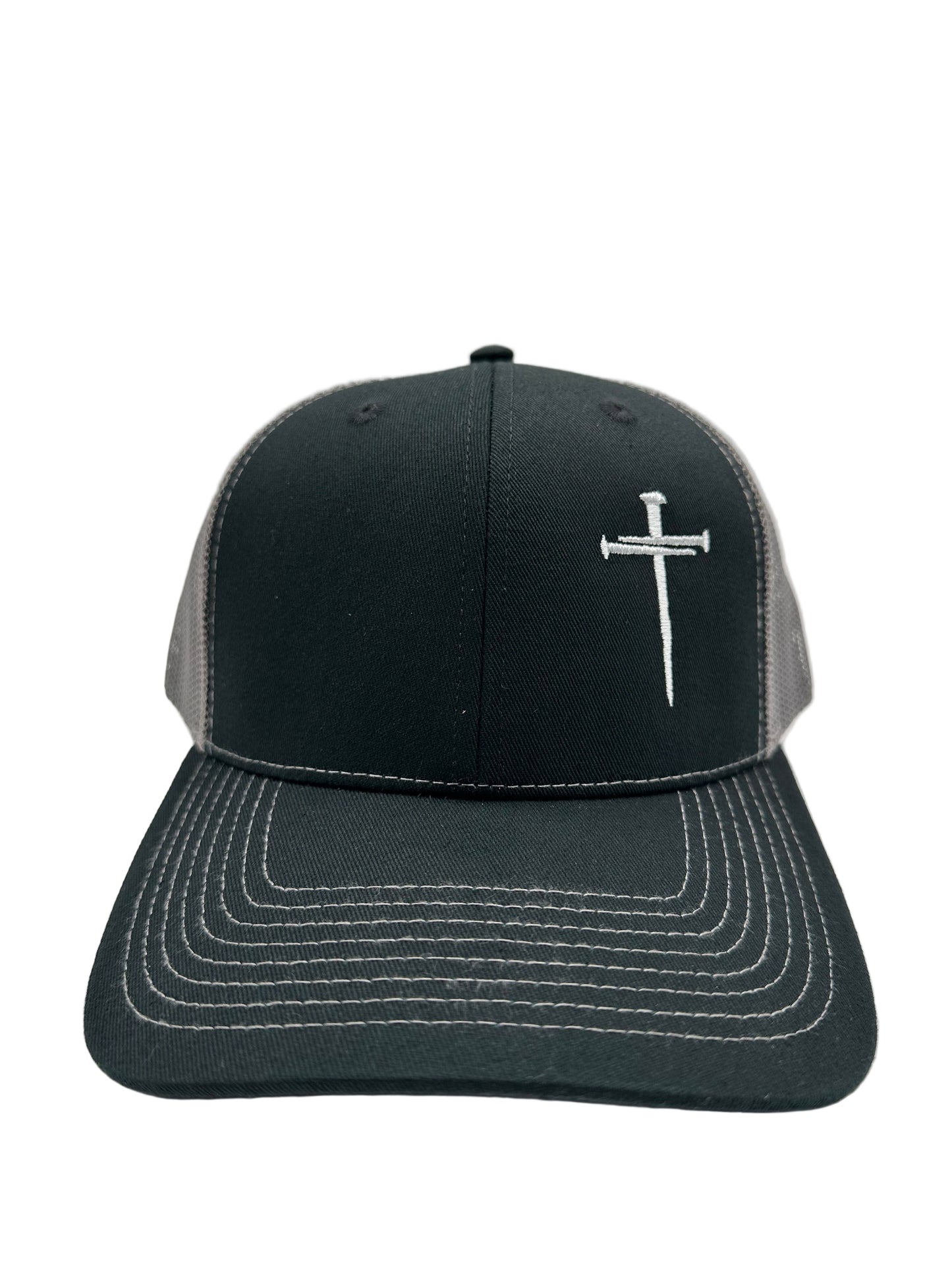 3 Nails Cross - Black/Gray Trucker Hat