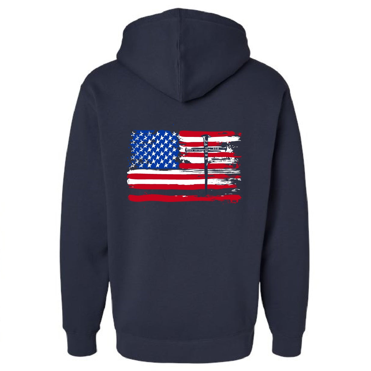 3 Nails & Flag - Navy Hoodie
