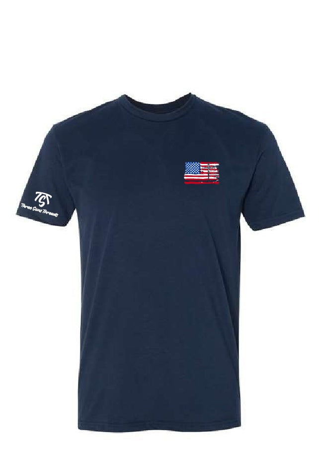 3 Nails & Flag Midnight Navy Short Sleeve Shirt