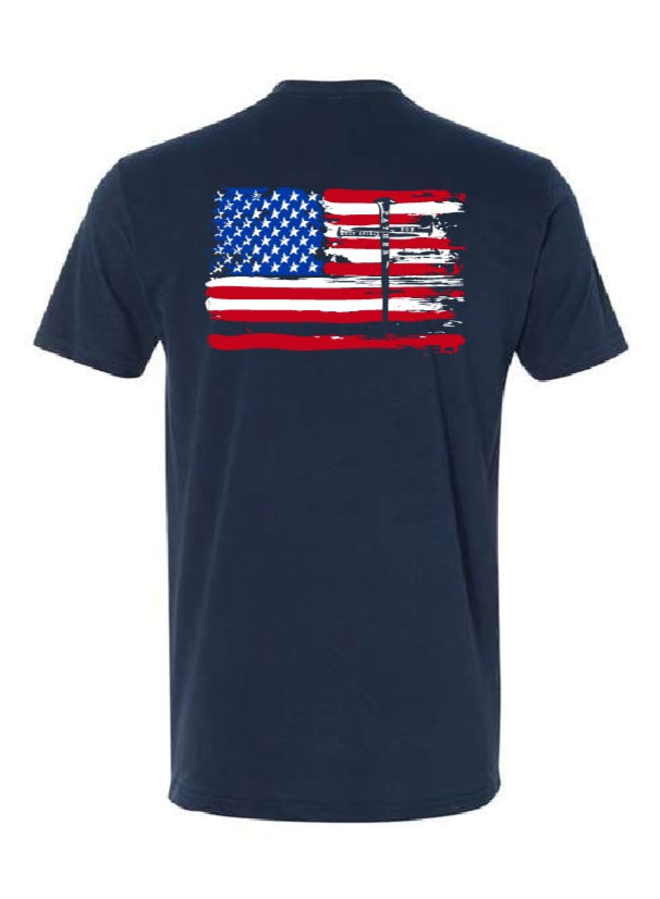 3 Nails & Flag Midnight Navy Short Sleeve Shirt