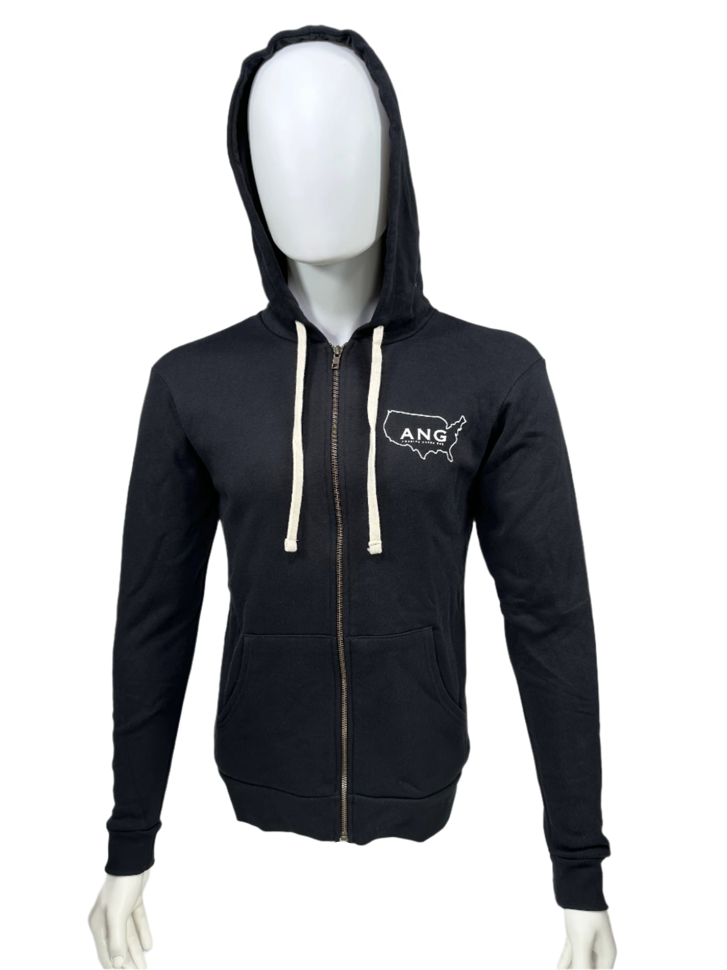 America Needs God Zip Up Hoodie - Black - White Letters