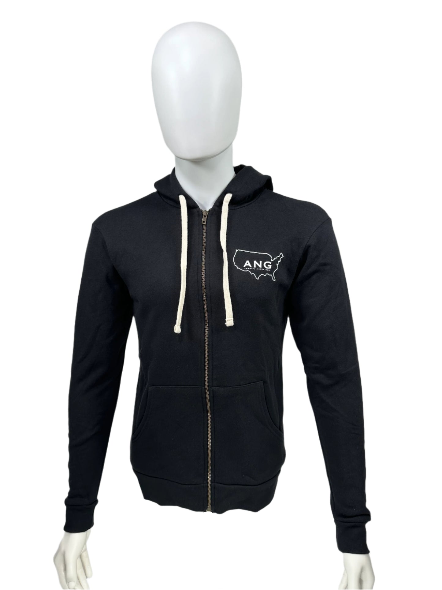 America Needs God Zip Up Hoodie - Black - White Letters