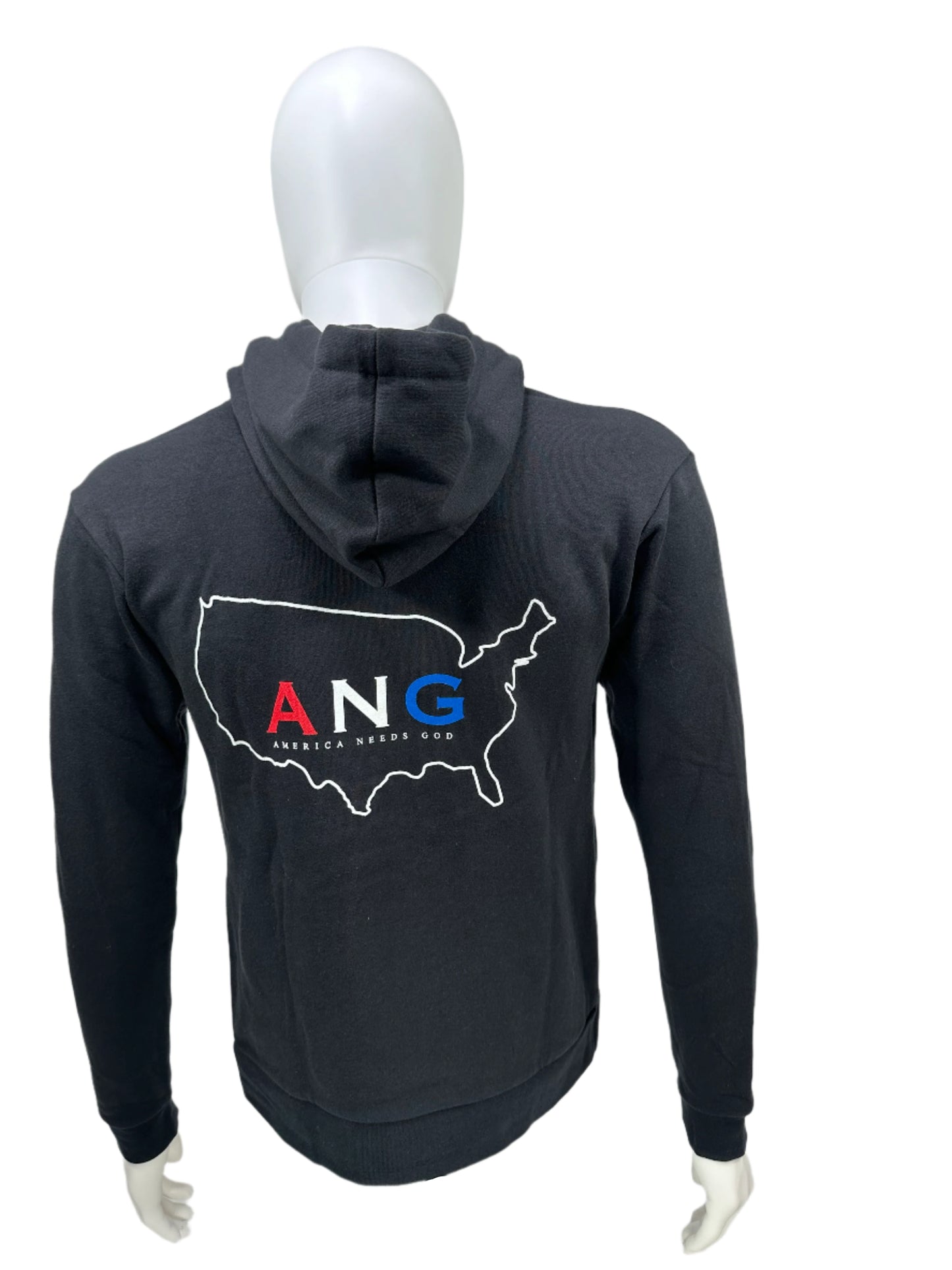 America Needs God Zip Up Hoodie - Black - Red/White/Blue Letters