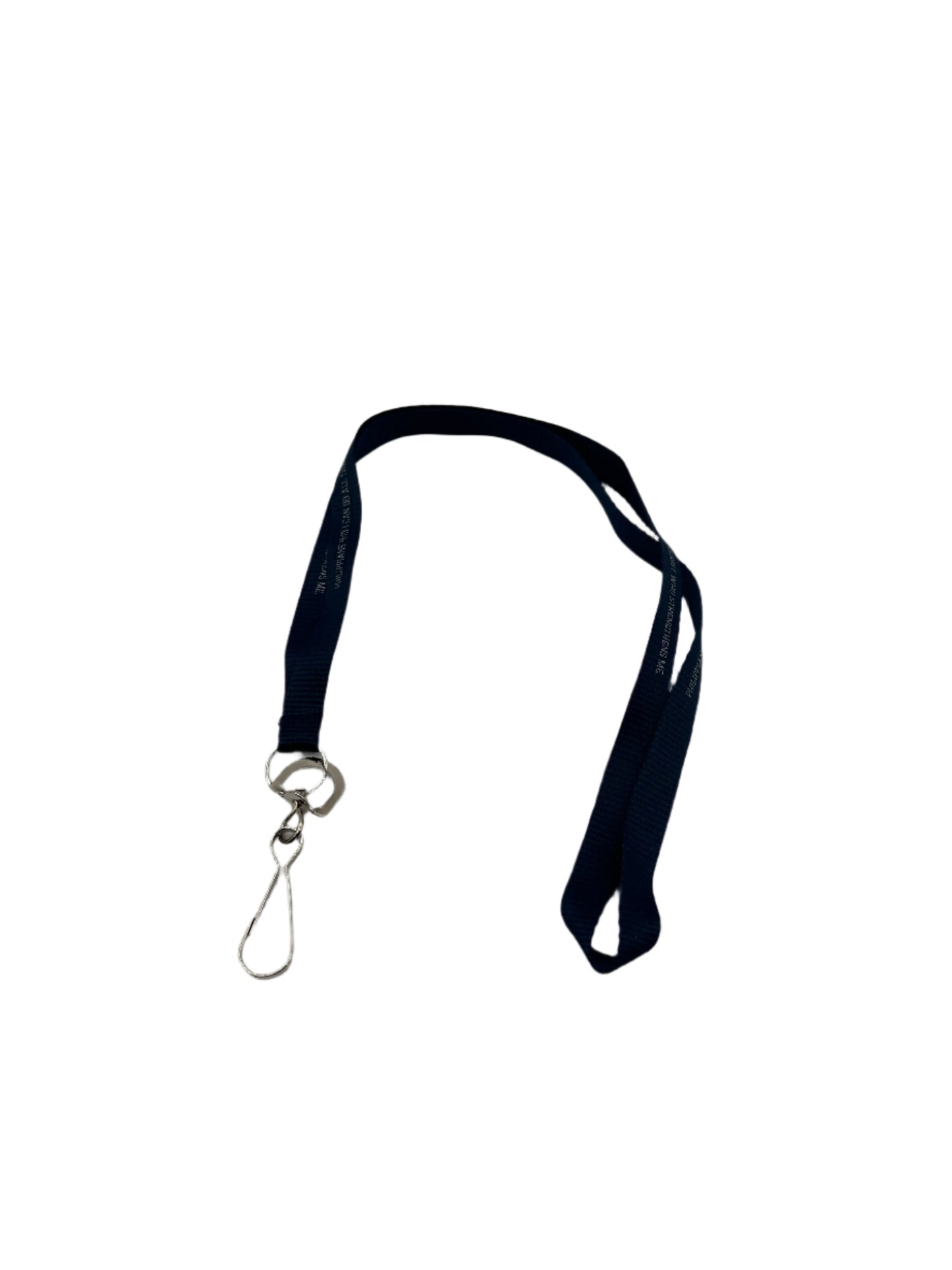 Philippians 4:13 Lanyard - Navy Blue/Silver Lettering