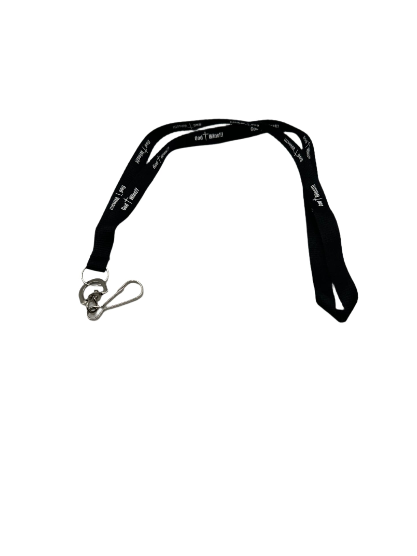 God Wins Lanyard - Black/White Lettering