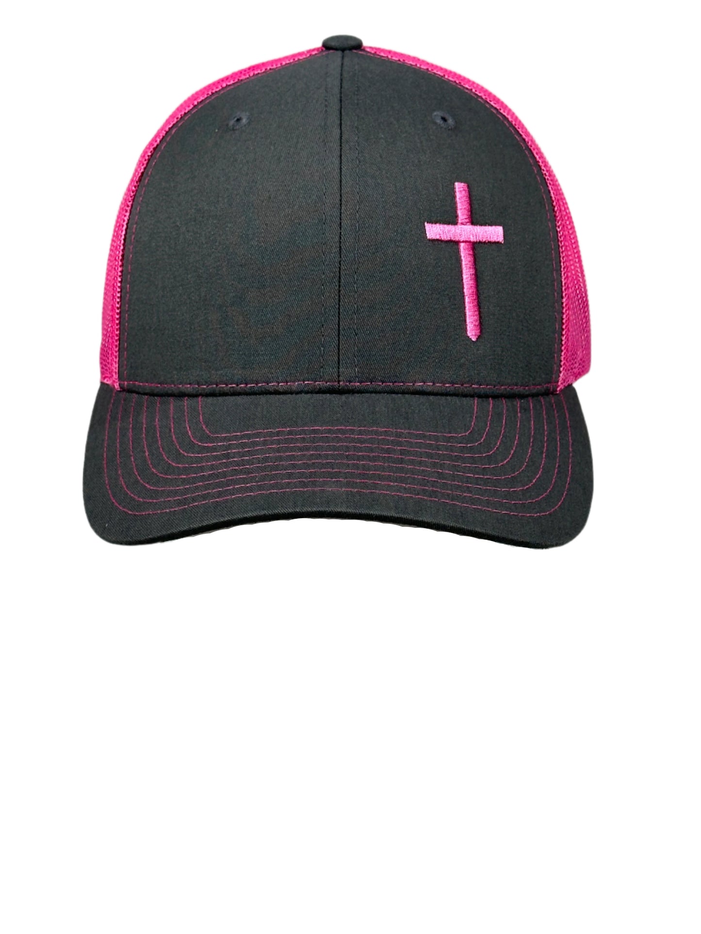 Cross Hat - Charcoal/Neon Pink