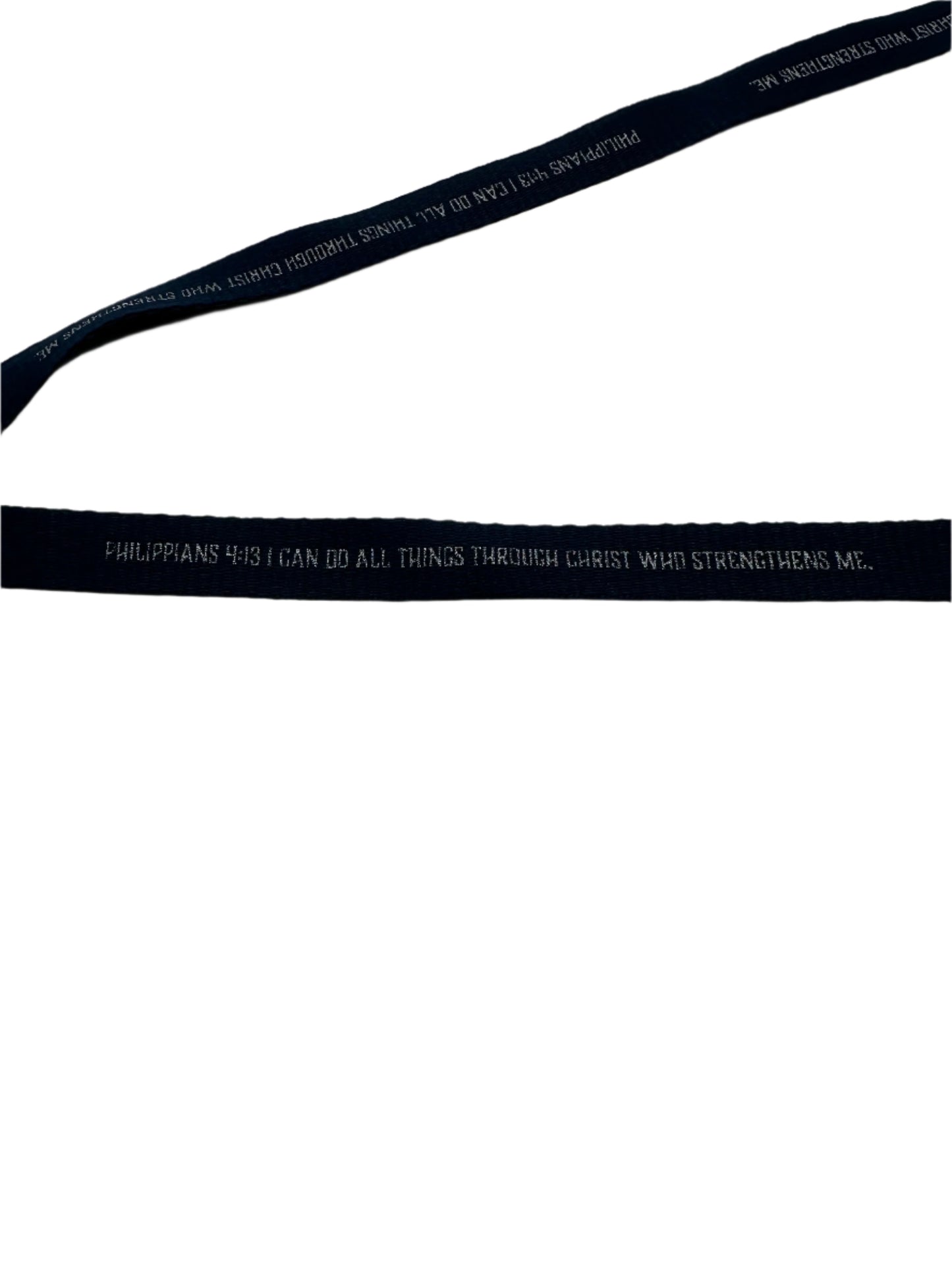 Philippians 4:13 Lanyard - Navy Blue/Silver Lettering