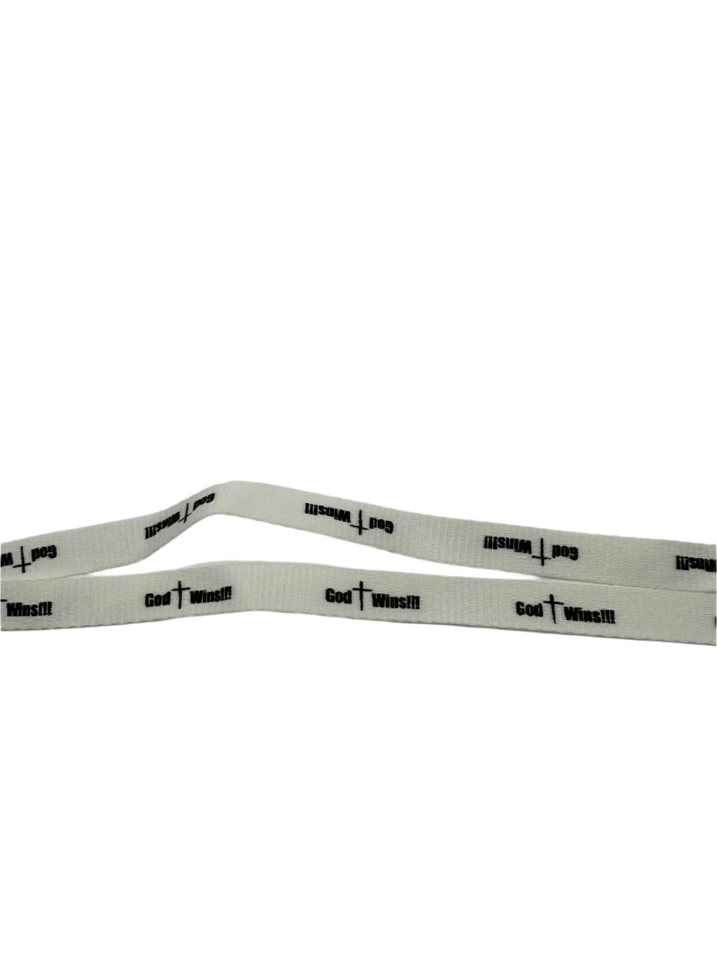 God Wins Lanyard - White/Black Lettering