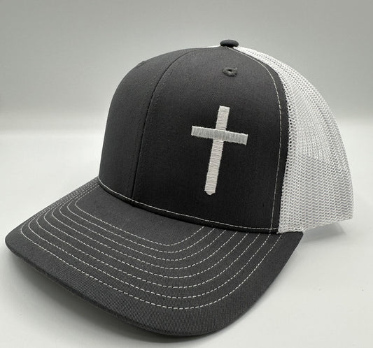 Cross Hat - Charcoal Gray/White