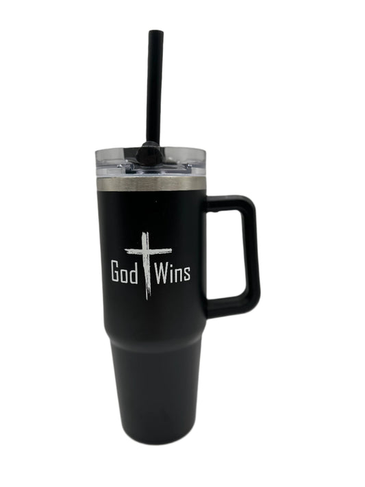 JGM God Wins Tumbler - Black/White