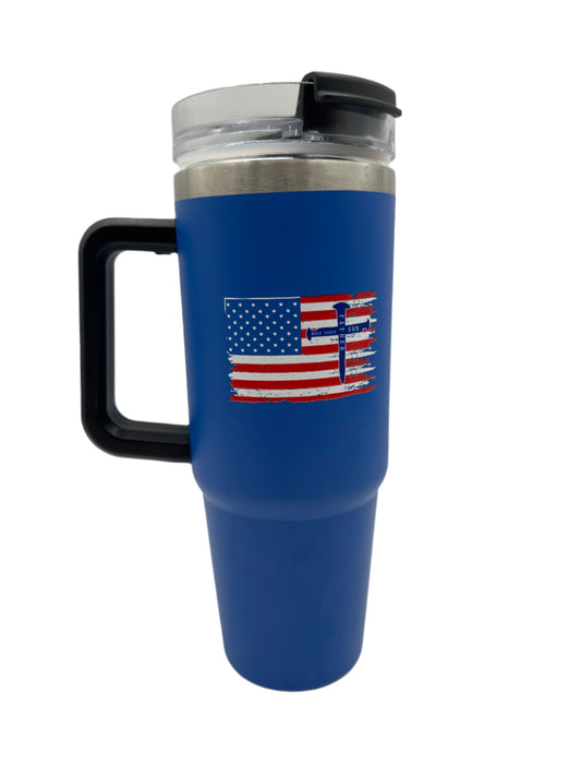 TST 3 Nails & Flag Tumbler - Blue/Red, White, Blue
