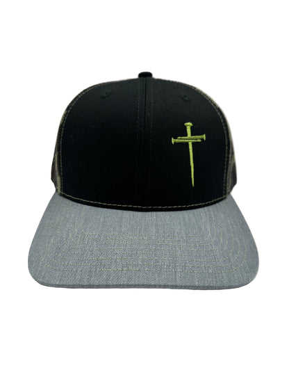 3 Nails Cross - Black/Green/Camo/Heather Gray Trucker Hat