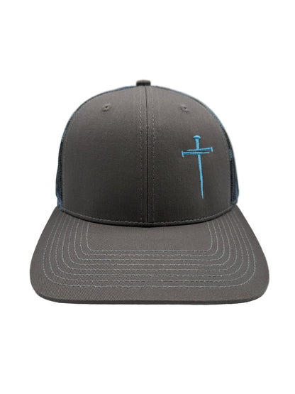 3 Nails Cross - Charcoal/Blue/Camo Trucker Hat