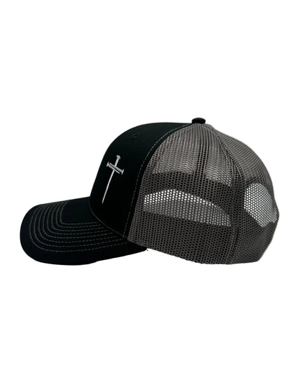 3 Nails Cross - Black/Gray Trucker Hat