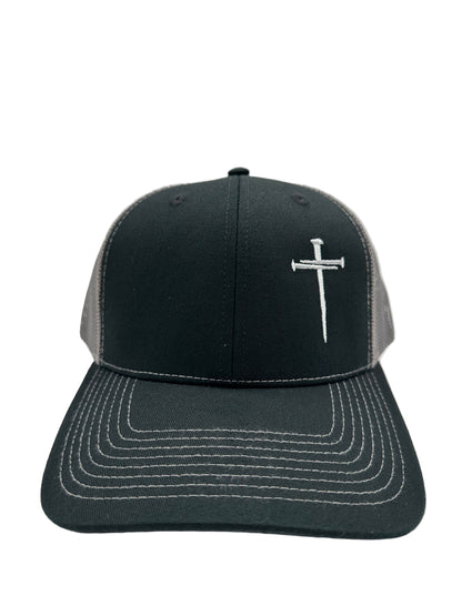 3 Nails Cross - Black/Gray Trucker Hat