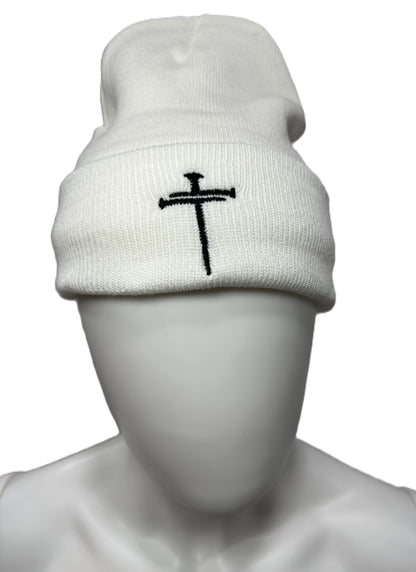 3 Nails Beanie Sherpa Lined - White