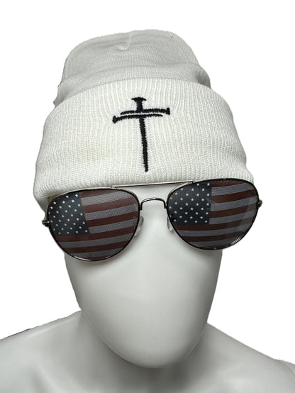 3 Nails Beanie Sherpa Lined - White