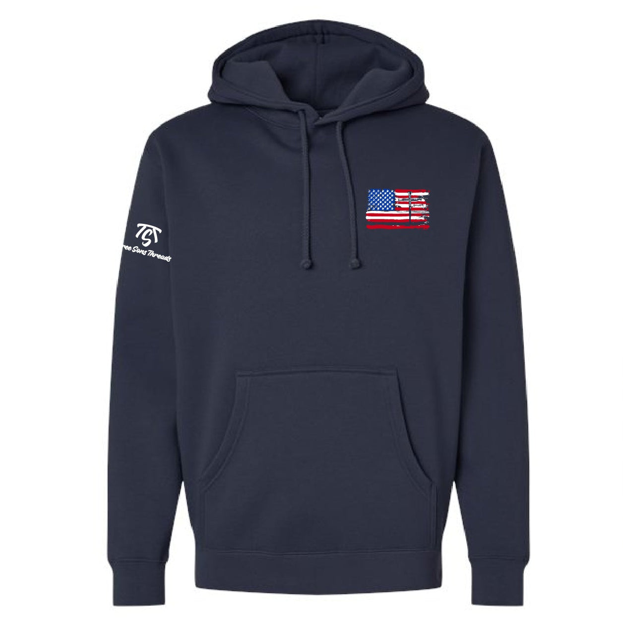 3 Nails & Flag - Navy Hoodie