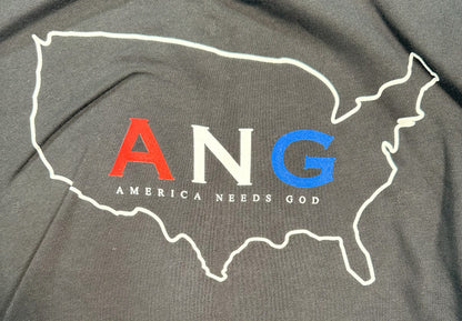 America Needs God Zip Up Hoodie - Black - Red/White/Blue Letters