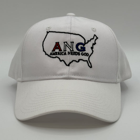 America Needs God Hat - White- Red/White/Blue Letters