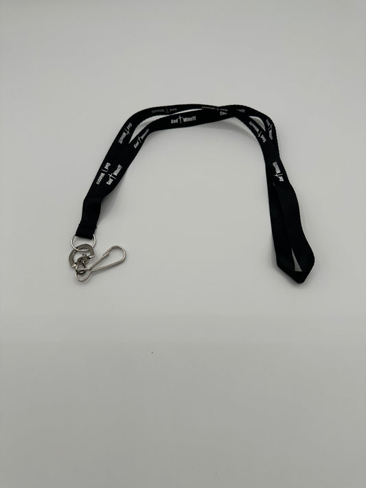 God Wins Lanyard - Black/White Lettering