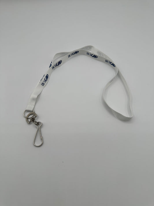 But God Lanyard - White/Navy Lettering