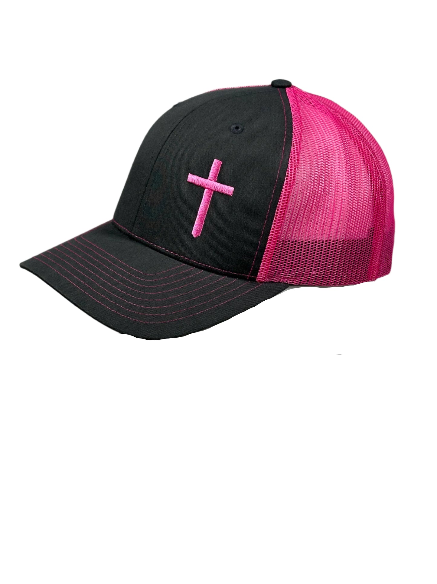 Cross Hat - Charcoal/Neon Pink